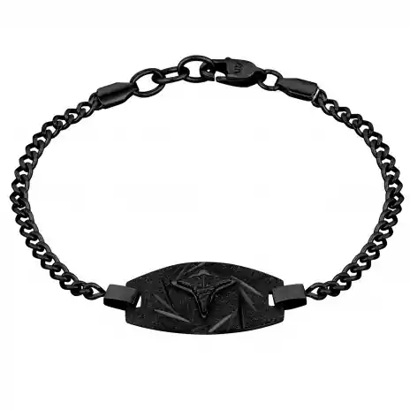 Édition Limitée Bracelet médical plaque coupe à diamant maille sur gourmette en acier inoxydable noir pour femme