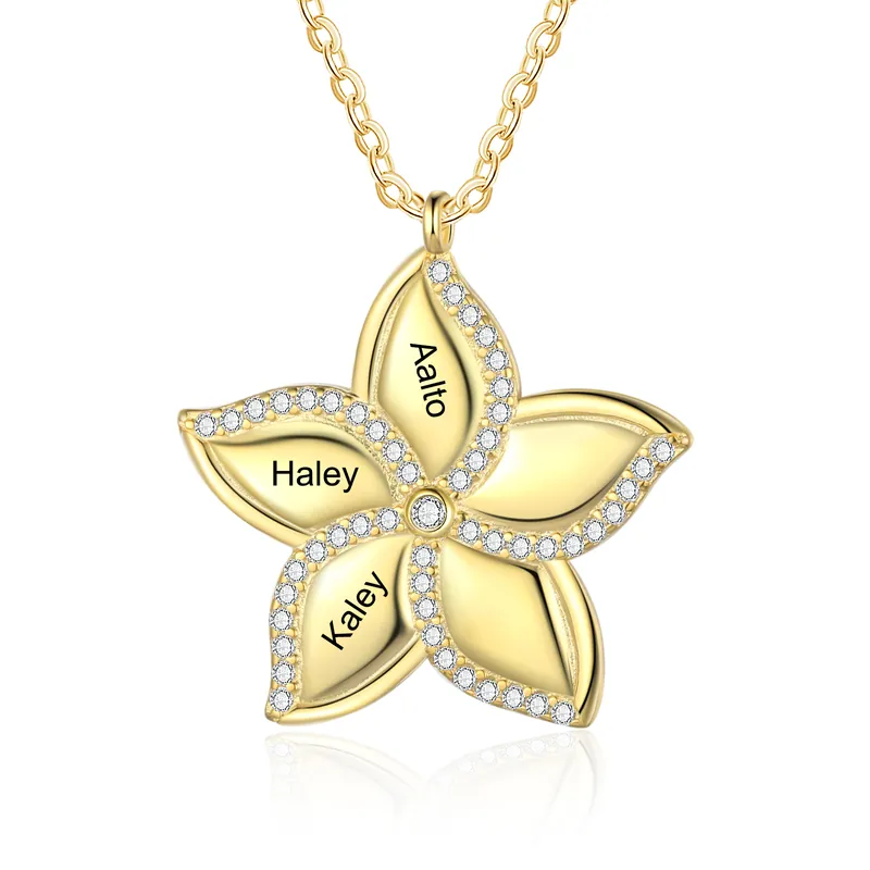 Vente Directe Collier Étoile 3 Prénoms Personnalisé