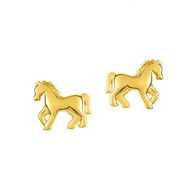 Prix Promo Boucles d'oreilles CHEVAL Or 375°°° à vis | BIJOUX POUR ENFANT OR