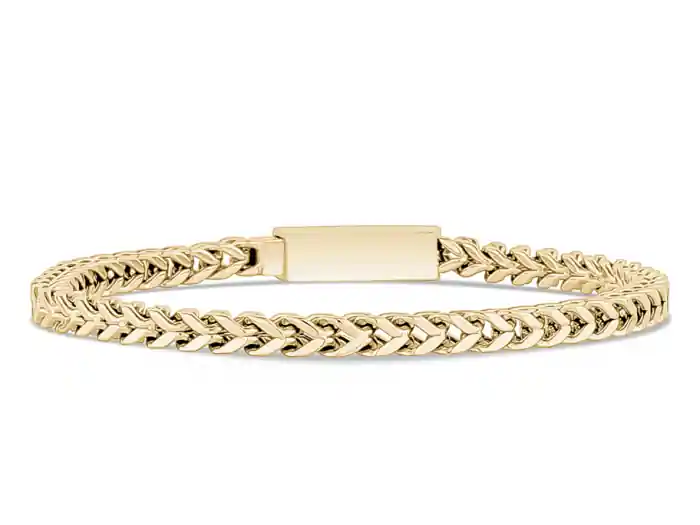Bracelet ARZ Steel maille franco carré 4mm plaqué or jaune pour homme avec fermoir pressoir Jusqu’à Épuisement Des Stocks