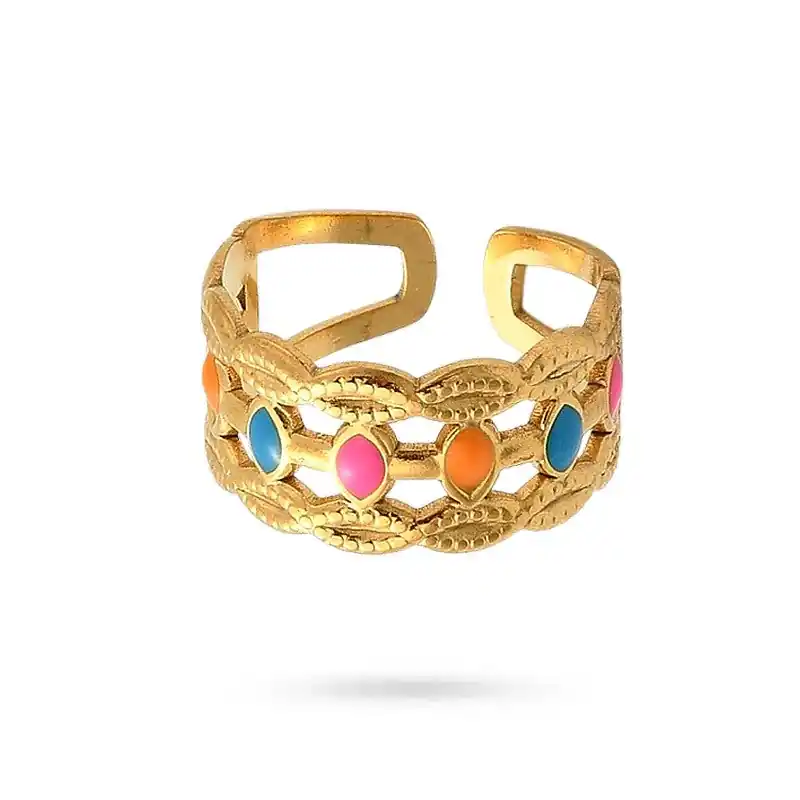 Bague acier inoxydable dorée colorée Offre Limitée