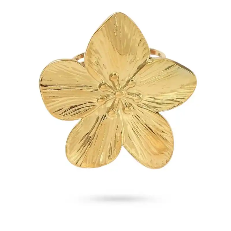 Livraison Express Bague acier inoxydable doré fleur