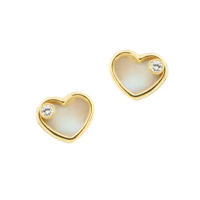 Promotion Boucles d'oreilles COEUR NACRE Or 375°°° - BOUCLES D'OREILLES ENFANT A VISSER | BIJOUX EN OR POUR ENFANT