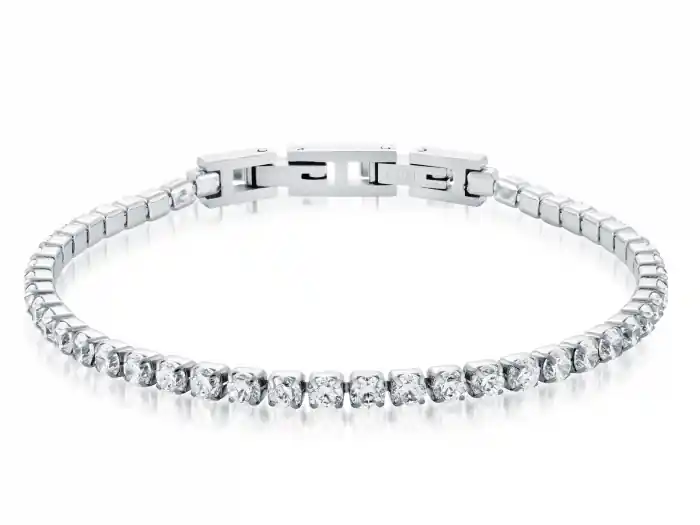 Édition Limitée Bracelet tennis Brillo flexible serti de zircons cubiques 3mm en acier inoxydable pour femmes