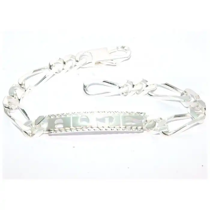Vente Flash Gourmette argent diamantée maille prénom découpécompris au choix