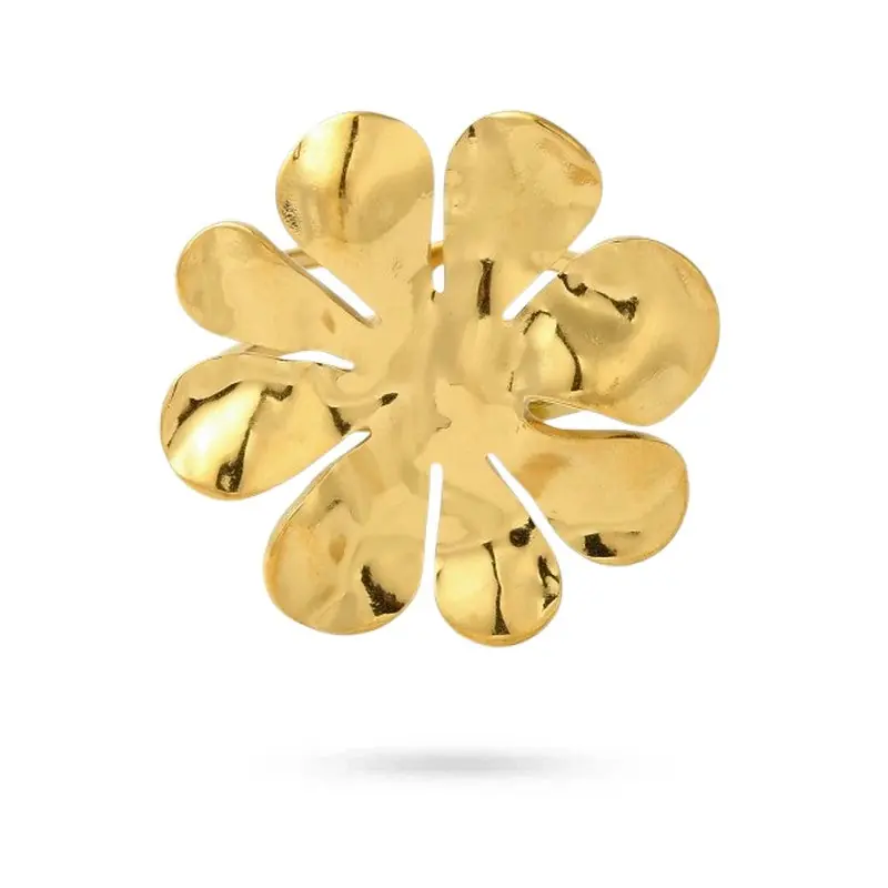 Nouveauté Bague acier inoxydable doré fleur