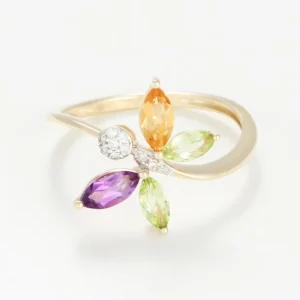 Achetez Aujourd’hui Bague "Oxane" D0,04/9 Am0,2/1 C0,18/1 PT0,3/2 Or Jaune 375/1000