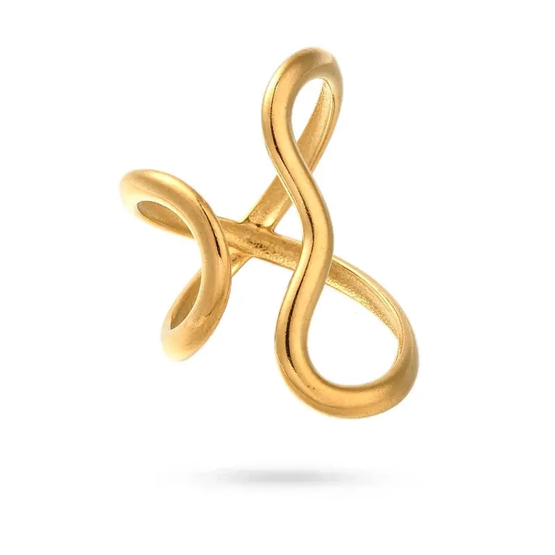 Original Bague acier inoxydable doré ouverte
