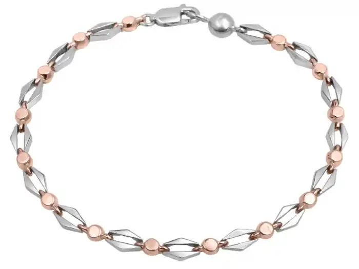 Dernière Chance Bracelet Méli losange et picot en or 10k 2 tons blanc et rose gold pour femme
