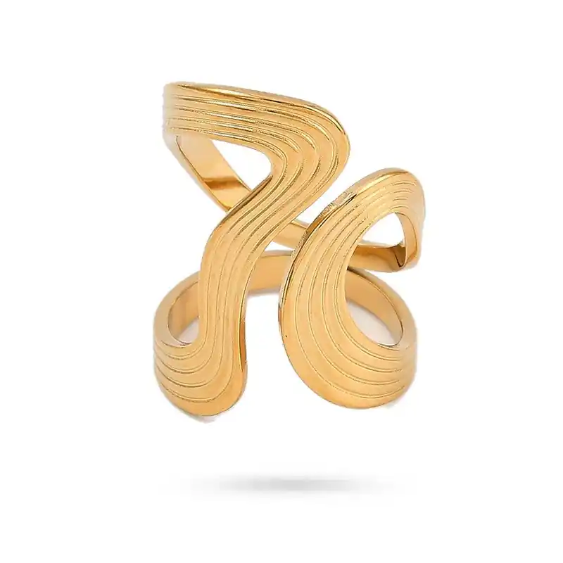 Bague acier inoxydable doré ouverte Prix Réduit