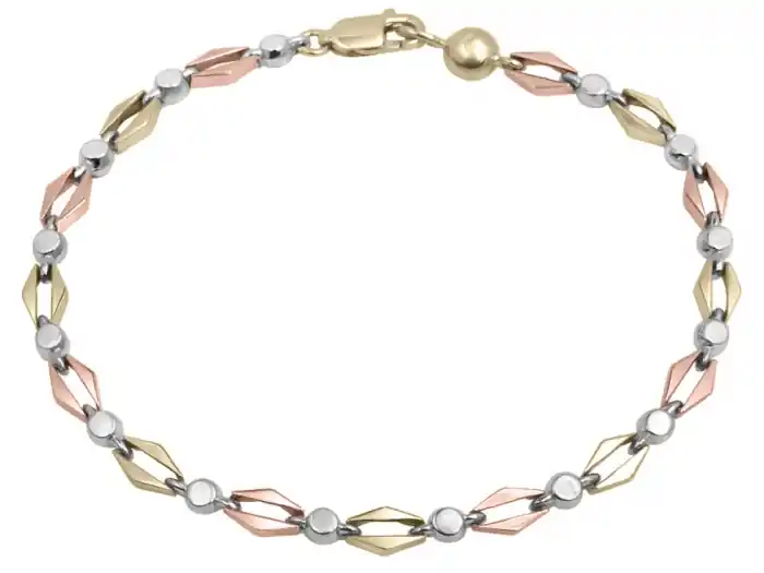 Bracelet Méli design losange et picot en or 10k trois tons pour femme Meilleure Qualité