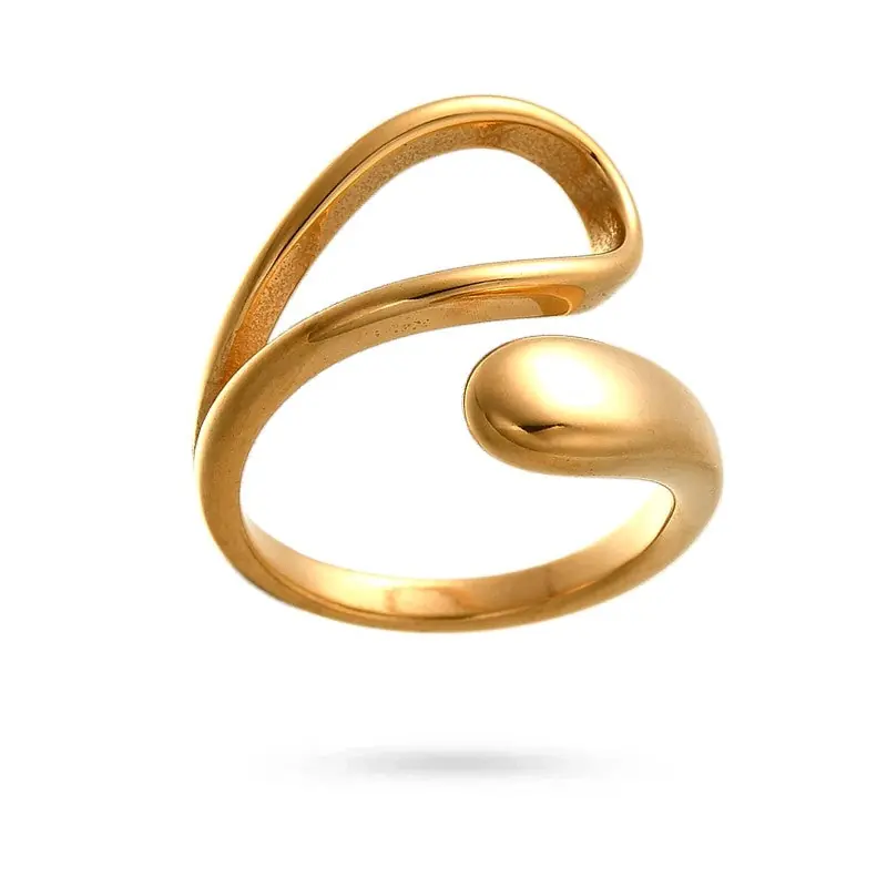 Bague acier inoxydable doré ouverte Prix Promo