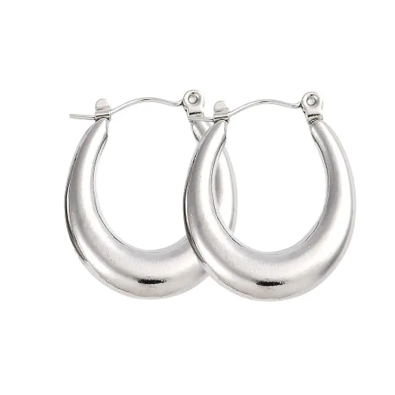 Boucles d'oreilles femme en acier inoxydable Créoles ovales Livraison Gratuite