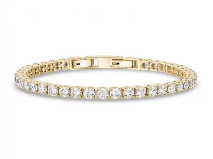 Bracelet tennis Bianca serti de zircons cubiques 4 mm en acier inoxydable finition or jaune Achetez Aujourd’hui