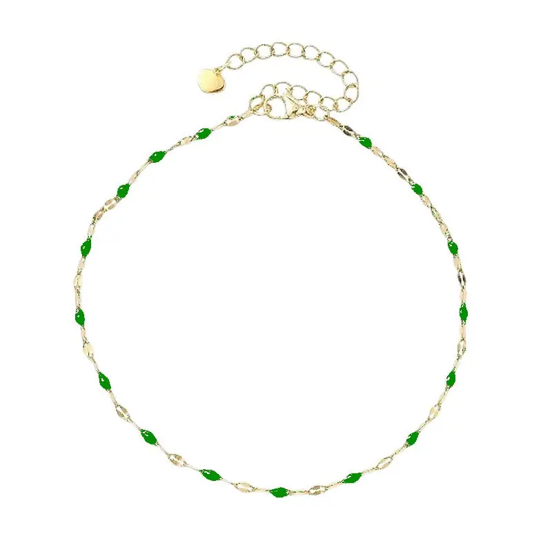 Prix Réduit Chaîne de cheville en acier inoxydable couleur verte