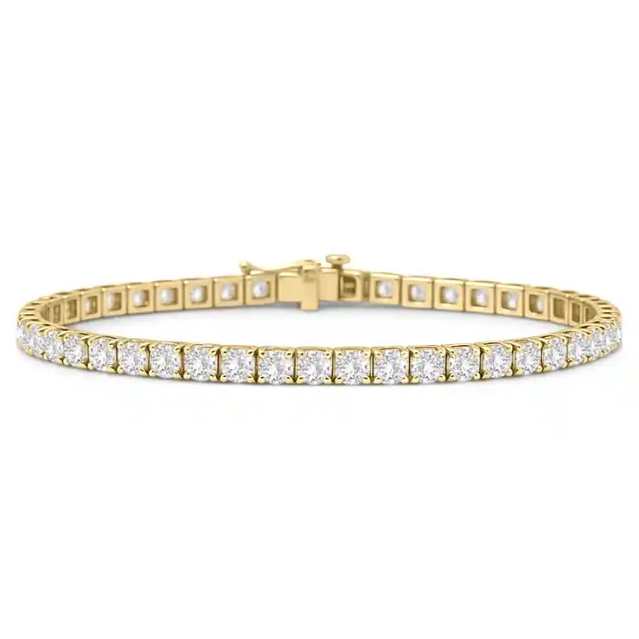 Auristelle – Bracelet tennis diamants ronds de laboratoire 7.26cts en or jaune 14k pour femme Original