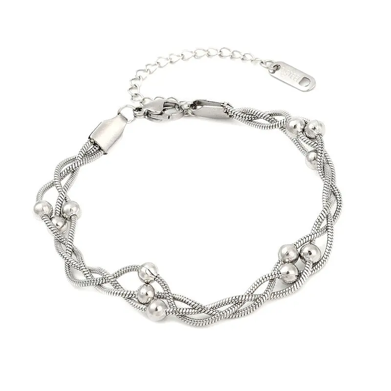 Haute Qualité Bracelet fin en acier inoxydable triple rang