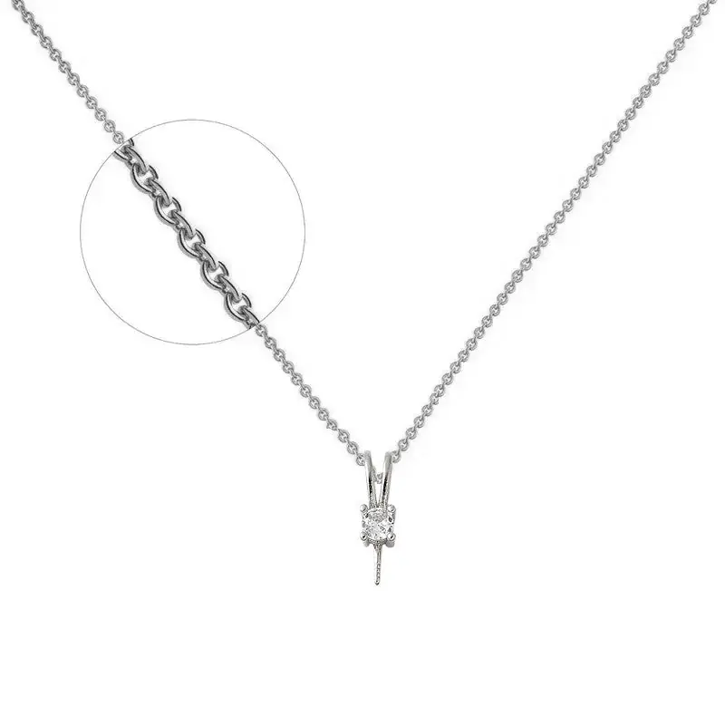 Haute Qualité Collier chaîne et pendentif acier inoxydable zirconium serti