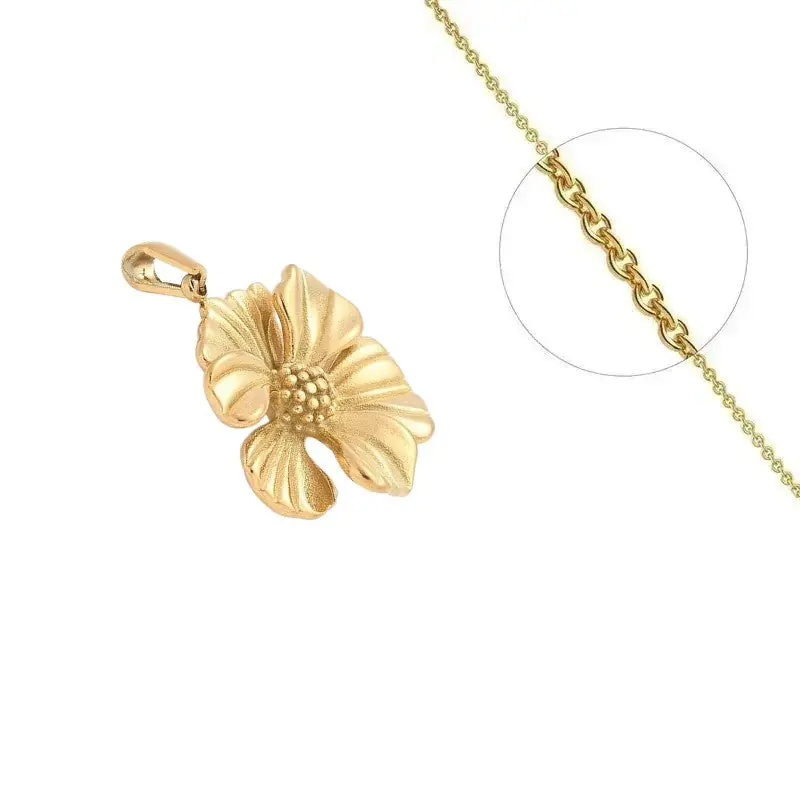 Collier chaîne et pendentif acier inoxydable fleur Acheter En Ligne
