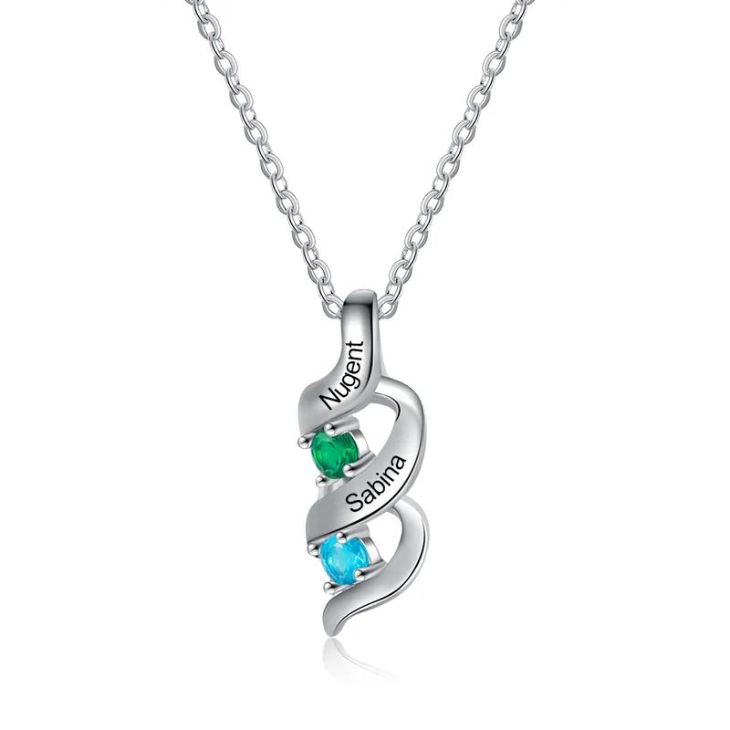 Collier Prénoms Personnalisé avec Pierres De Naissance Offre Du Jour