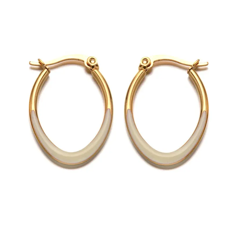Boucles d'oreilles femme en acier inoxydable Créoles dorées émaillés Original