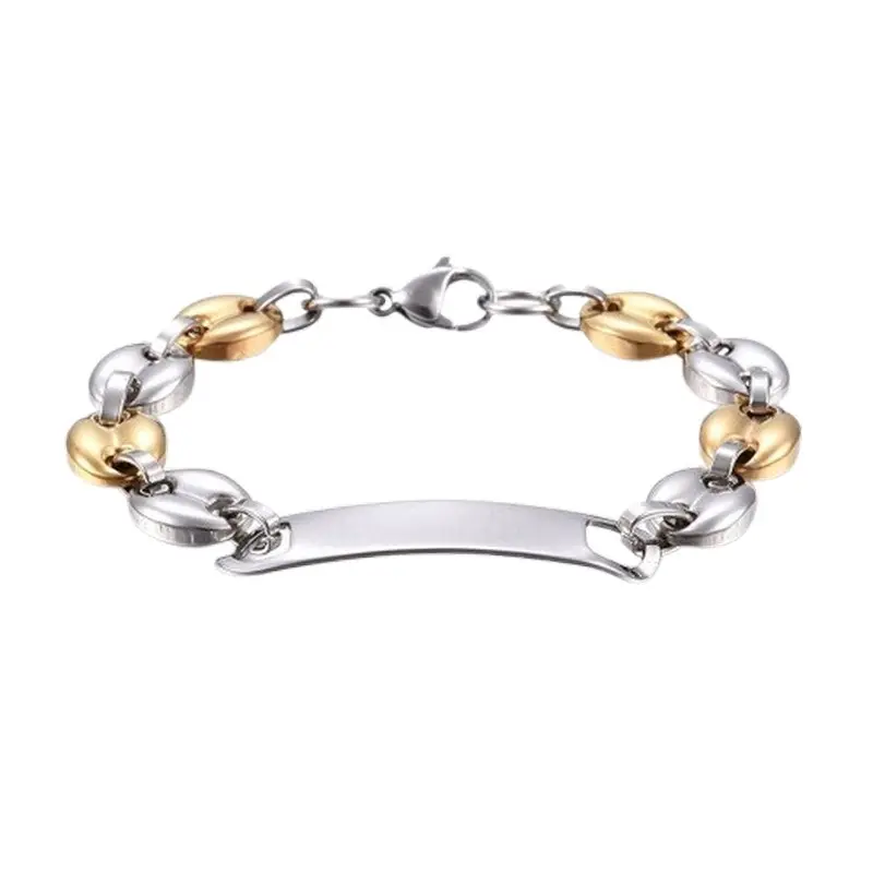 Bracelet acier inoxydable homme gourmette grains de cafés Meilleure Vente