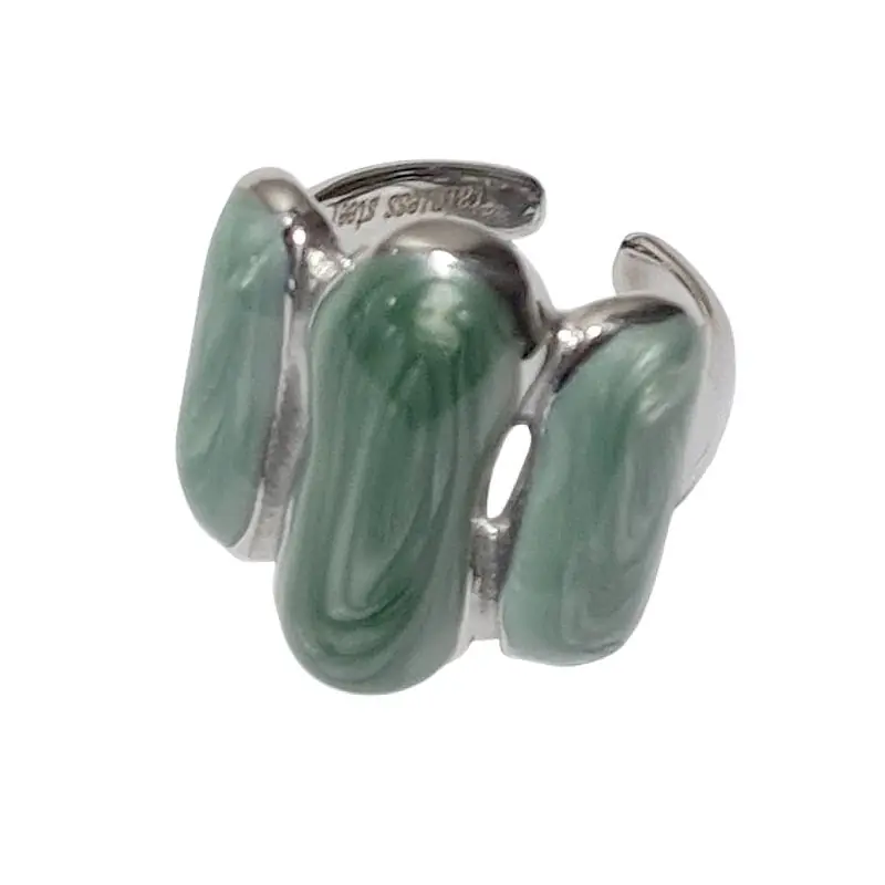 Bague acier inoxydable émail vert Offre Du Jour