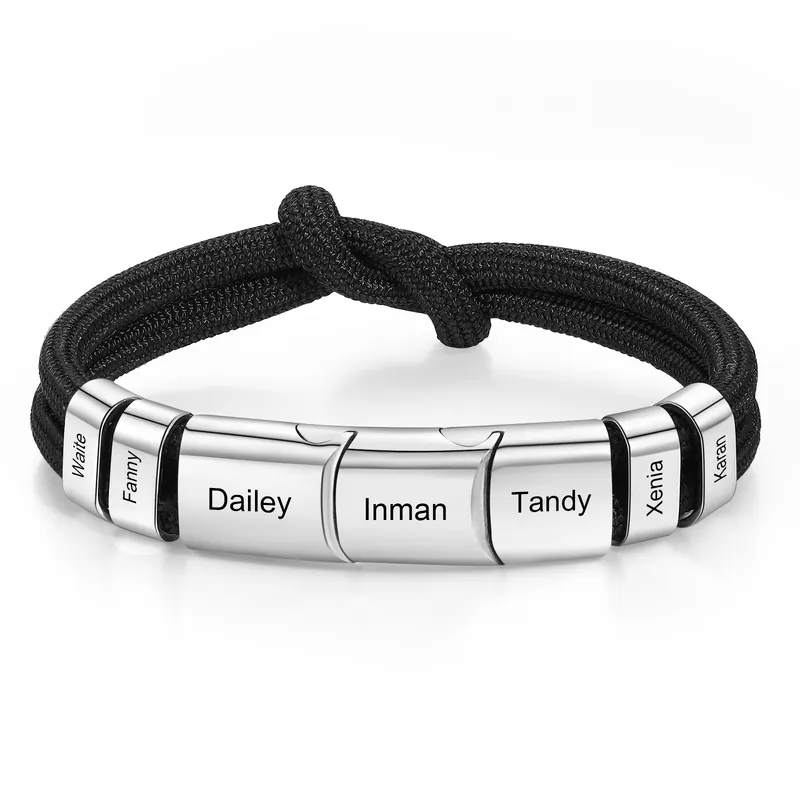 Fait Main Bracelet Nœud 7 Prénoms Personnalisés pour Hommes