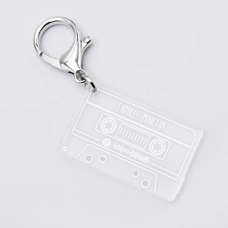 Porte clés Spotify personnalisé gravé acrylique cassette rétro Exclusif