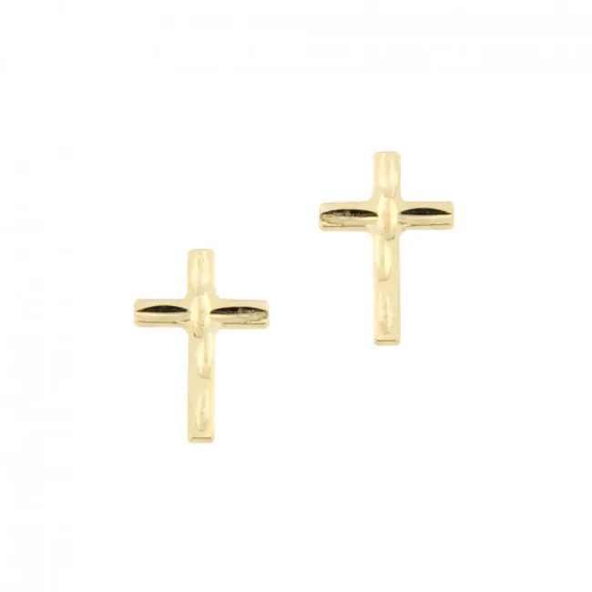 Promotion Saisonnière Boucles d'Oreilles Croix en Or 9 CARATS | Bijoux Baptême | Communion