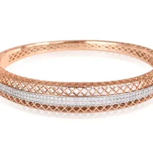 Prix Promo Fantastique bracelet rigide effet tissé rose gold à diamants pour dame
