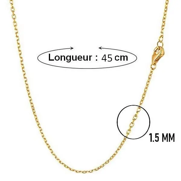 Chaines acier 316 maille forçat doré 45 cm - 1.5 mm En Vogue