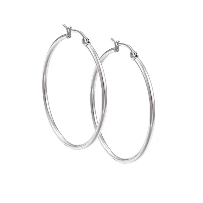 Affaire À Saisir Boucles d'oreilles femme en acier inoxydable Créoles argentées