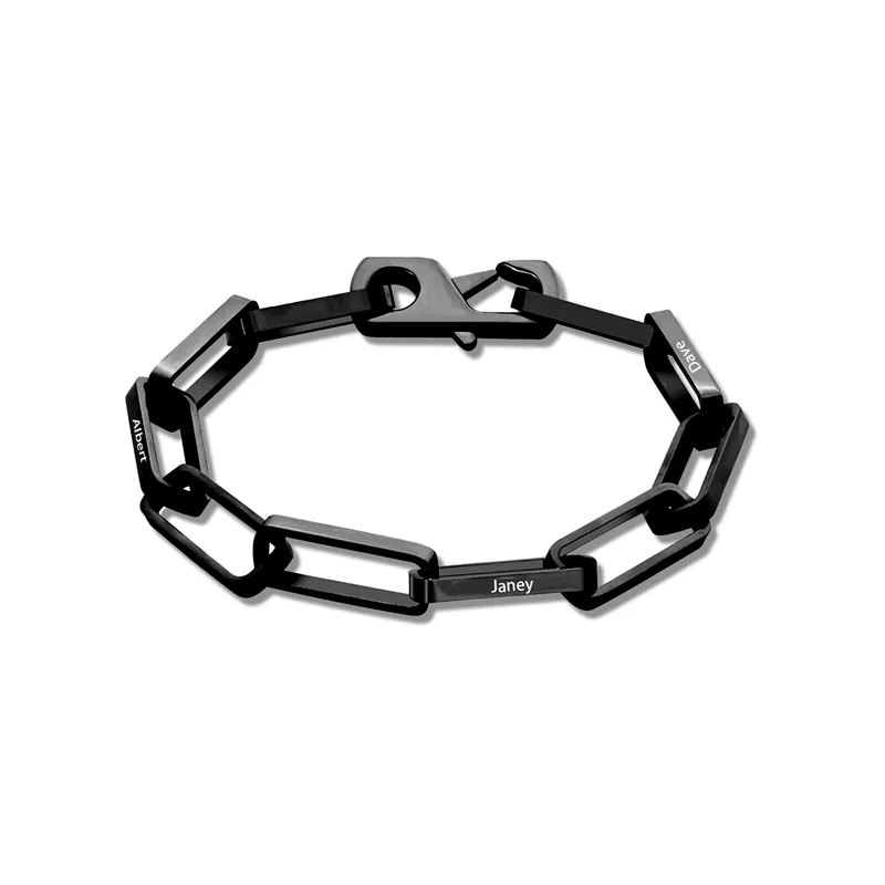 Bracelet chaîne maillons 3 Prénoms Personnalisés pour Hommes Top Qualité