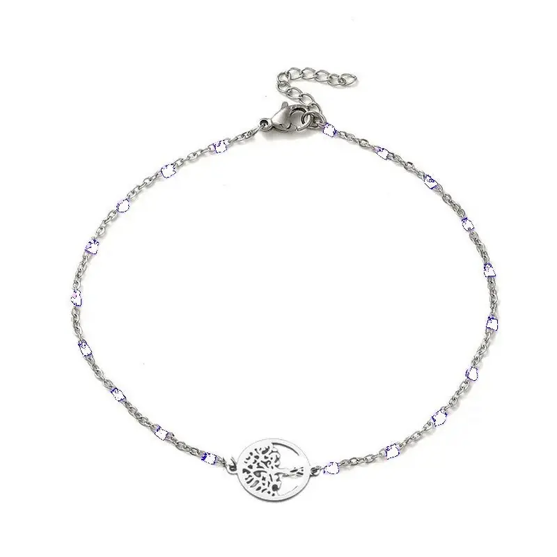 Bracelet acier inoxydable maille forçat blanche arbre de vie Achetez Aujourd’hui