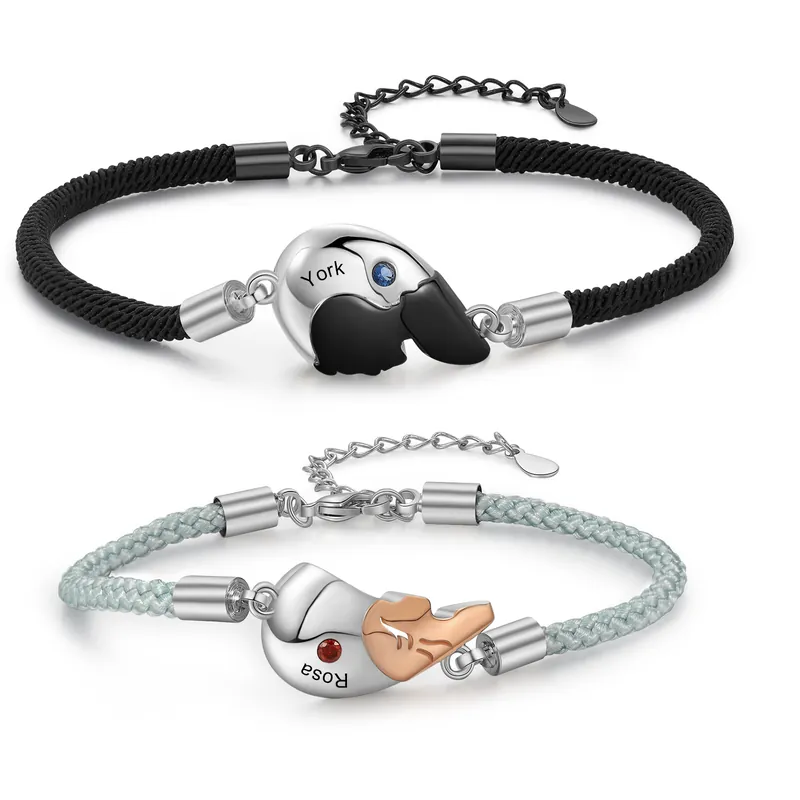 Offre Spéciale 2PCS Bracelets Cœur 2 Prénoms Personnalisés bracelet en commun pour couple|Jessemade