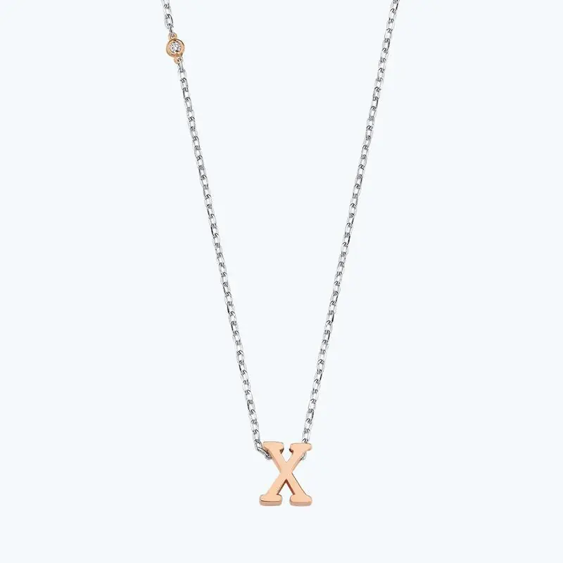 Collier Diamant Argent Lettre X Marque