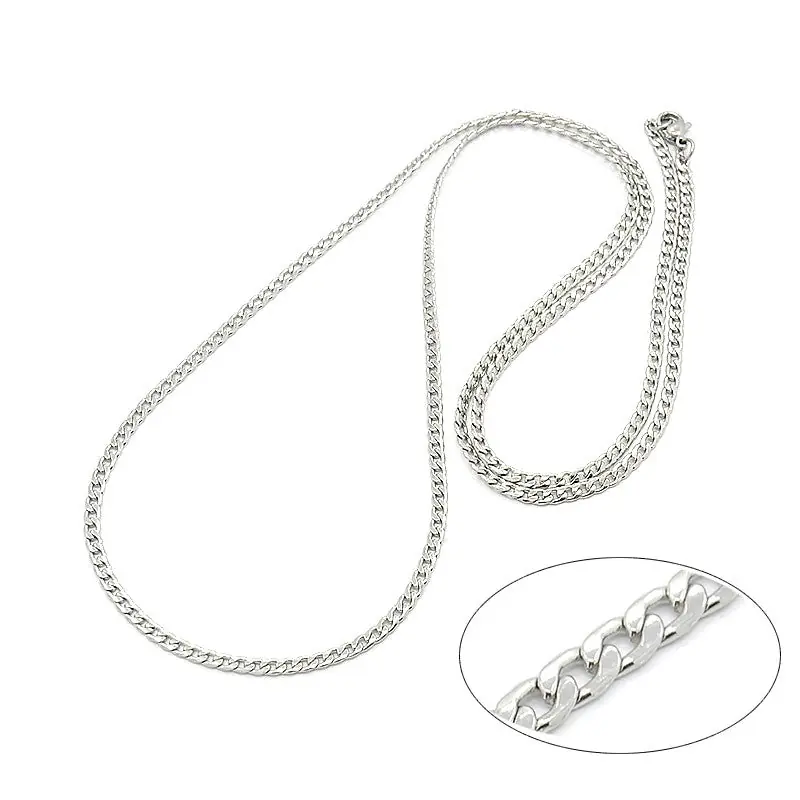 Chaîne collier acier inoxydable maille gourmette - Couleur argenté 75 cm - 3 mm Usine Directe
