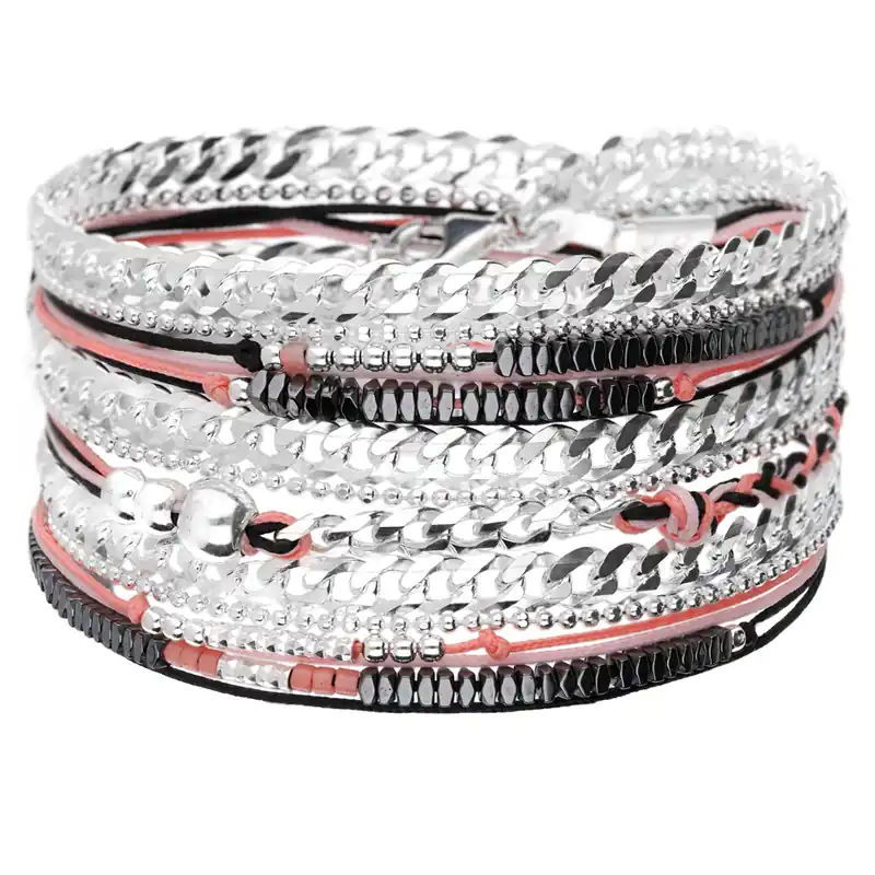 En Vogue BRACELET MAILLE ROCK MAILLON TRIPLE TOURS CORAIL BERLIN