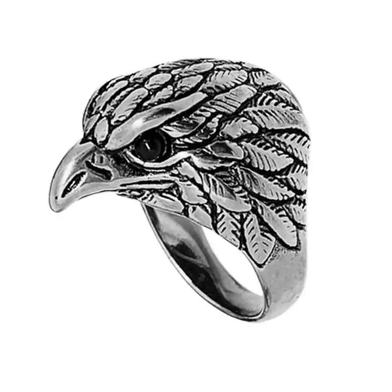 Bague acier inoxydable tête d'aigle argenté Achetez Aujourd’hui