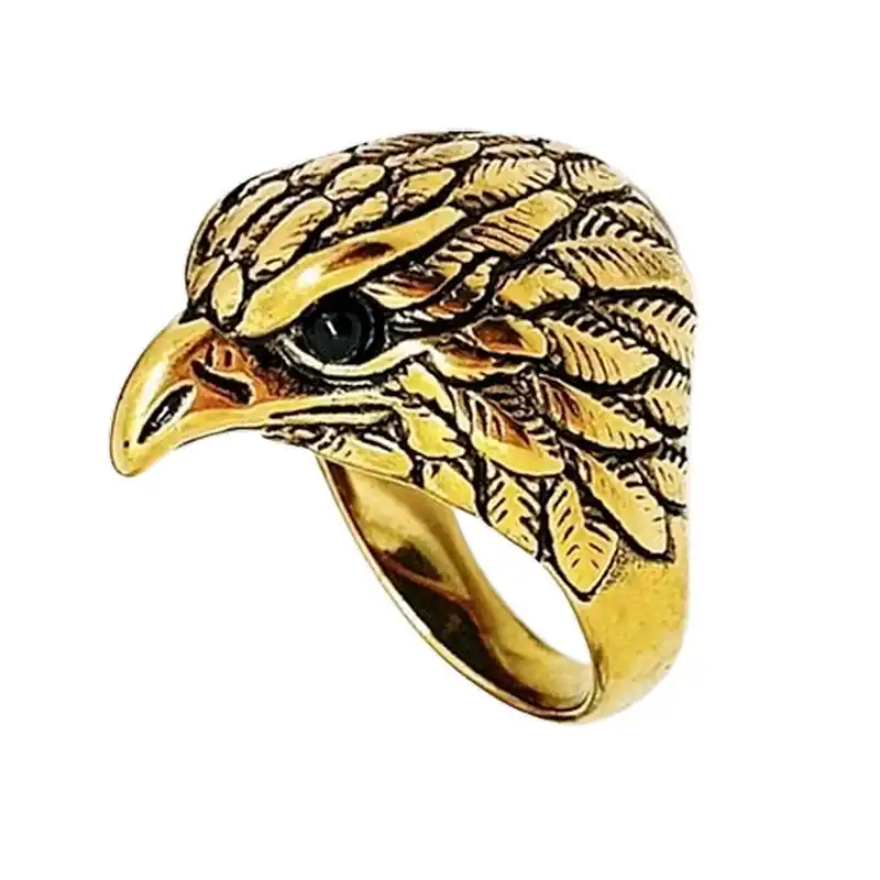 Bague acier inoxydable tête d'aigle or Top Vente