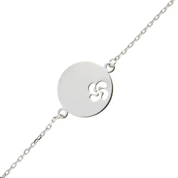 Usine Directe Gourmette bébé médaille croix basque Or blanc 375°°° | BIJOUX BASQUE POUR BEBE