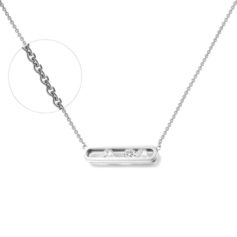 Haute Qualité Chaîne collier acier inoxydable argenté zirconiums