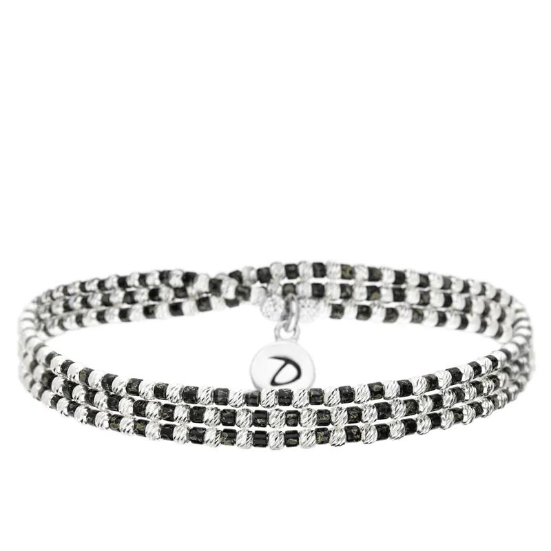 Produit De Marque BRACELET ELASTIQUE TROIS TOURS JAVA NOIR TACHETÉ