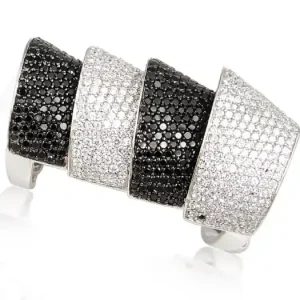 Acheter Direct Bague phalange articulé cubics noirs et blancs