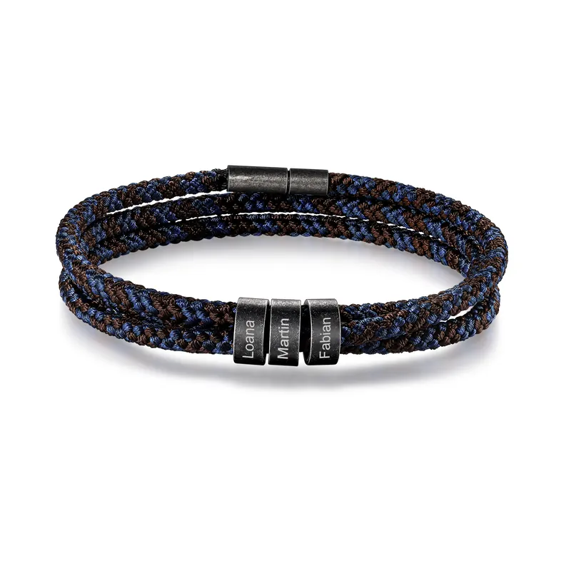 Commande En Gros Bracelet Vintage Nylon tressé 3 Prénoms Personnalisés pour Homme