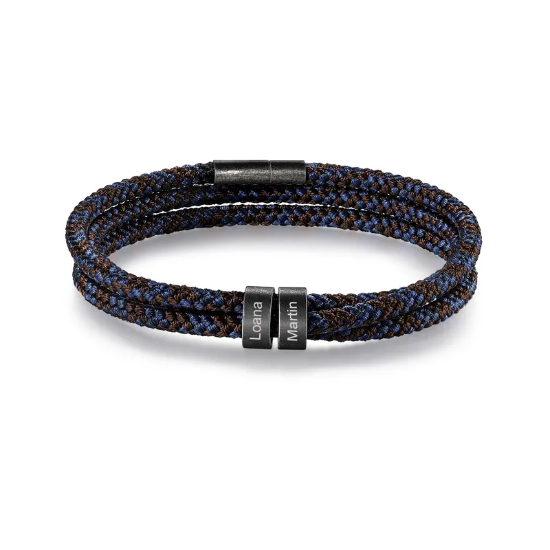 Bracelet Vintage Nylon tressé 2 Prénoms Personnalisés pour Homme Populaire