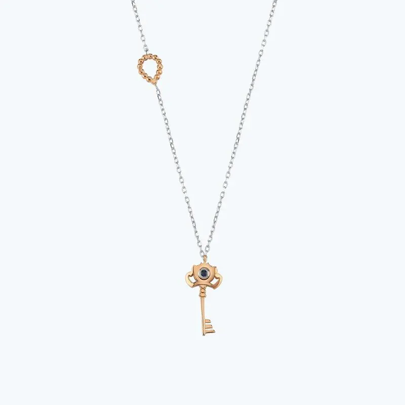 Solde Collier Clé en Argent et Saphir