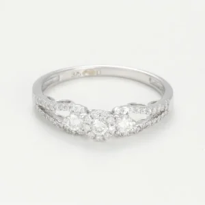 Acheter En Ligne Bague "Amara" D0,50/52 Or Blanc 375/1000