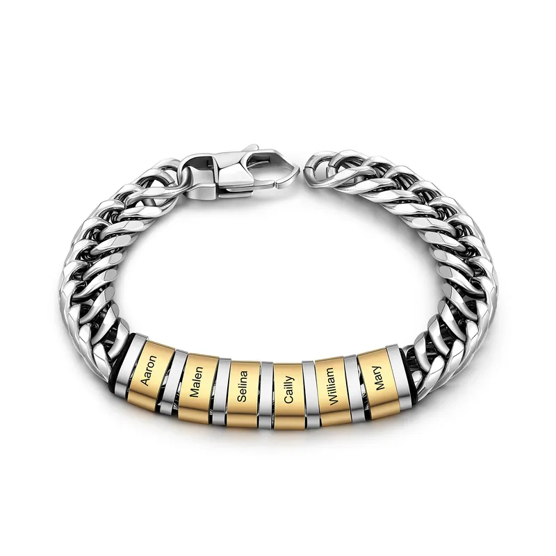 Prix Choc Bracelet Gourmette en acier inoxydable 6 Prénom Personnalisé pour Homme | Gravure Unique